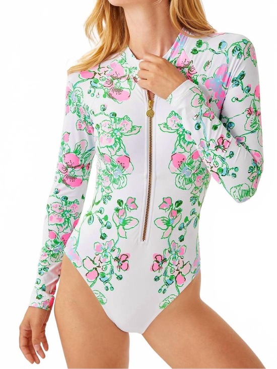 Lilly Pulitzer Other - Lilly Pulitzer Randee Rashguard One Piece Swimsuit UPF 50+ Floral White 8 M NEW